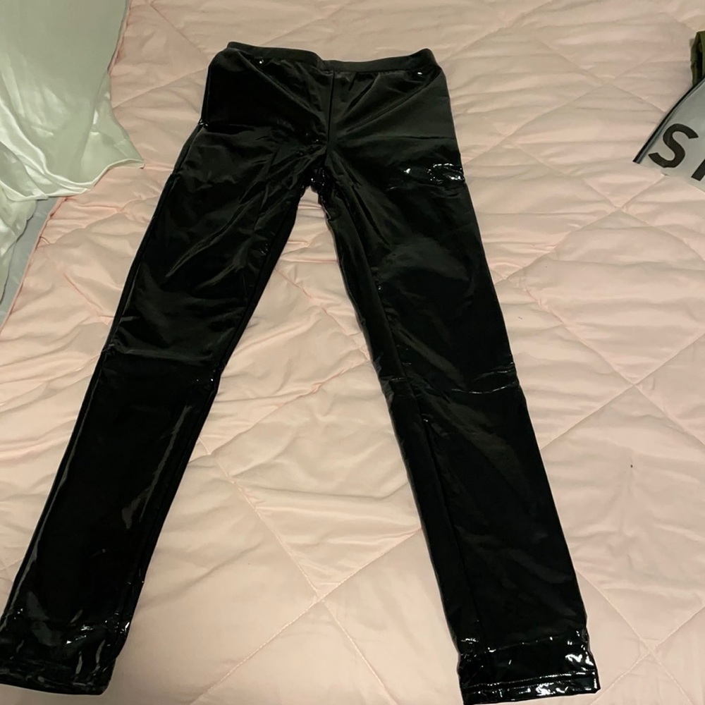 Shiny black pants